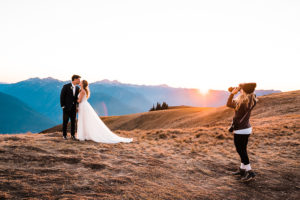 Olympic Peninsula elopement photographer captures a couple at sunset after their elopement in Olympic National Park