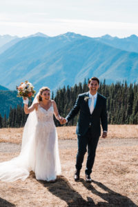 Bride and groom at Hurricane Ridge elopement