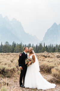 Bride and groom couple photos for small summer wedding in Jackson Hole, Wyoming