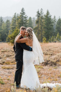 Bride and groom couple photos for small summer wedding in Grand Teton National Park