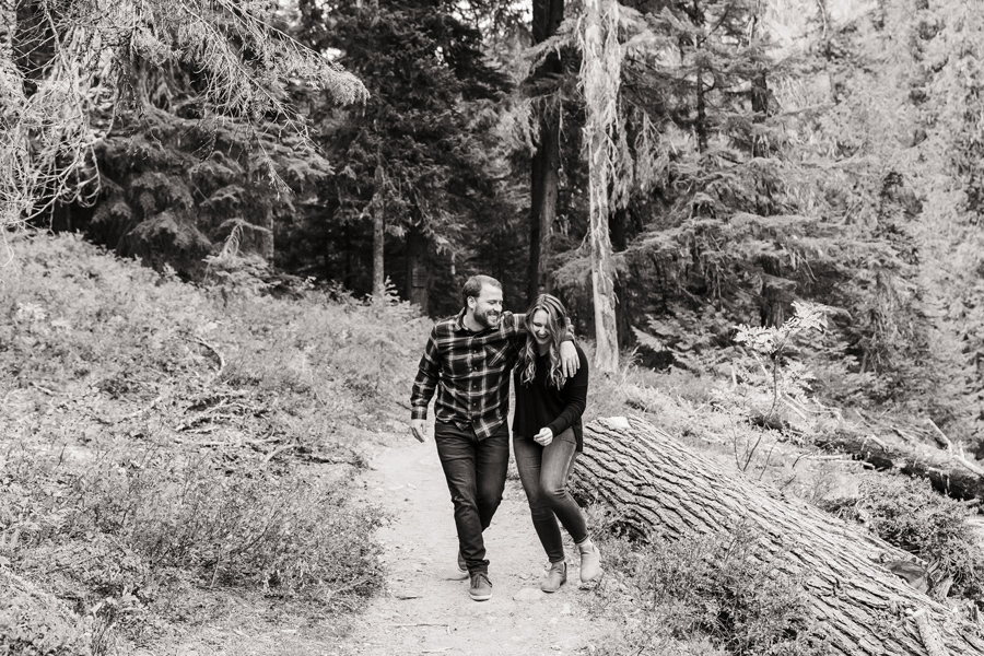 A couple walks down a trail together near Leavenworth in Washington